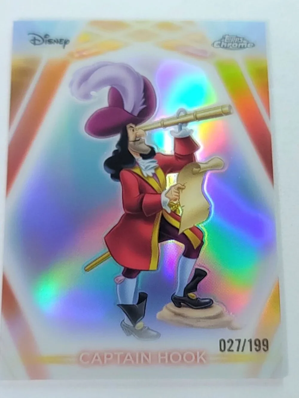 Captain Hook Topps 2026 Disney Neon Holo Chrome Refractor Limited 027/199 CNE